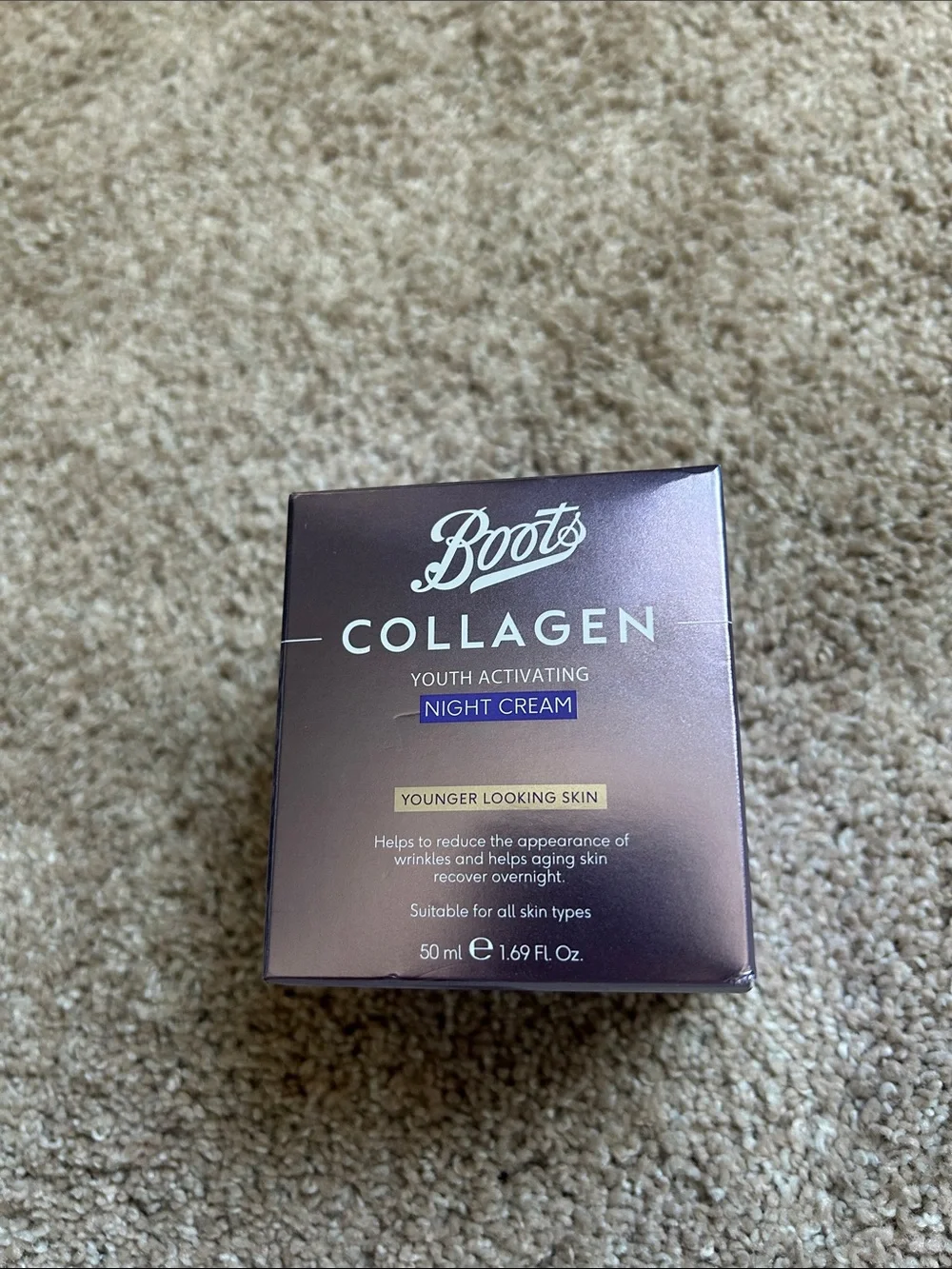 Boots Collagen Night Cream - Metallic Purple box NEW